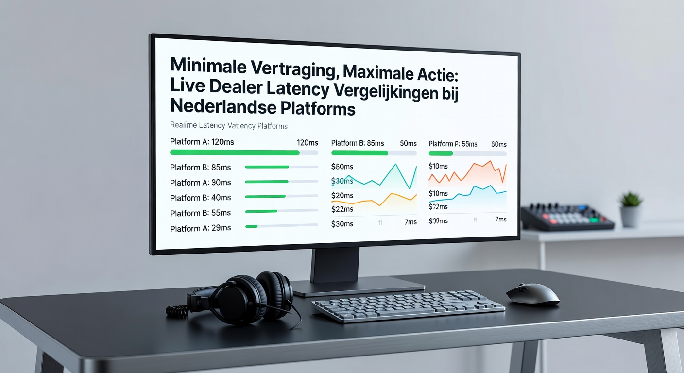 Grafiek met latency-metingen van live dealer tafels op Nederlandse platforms, tonen pieken en dalen in vertragingstijden