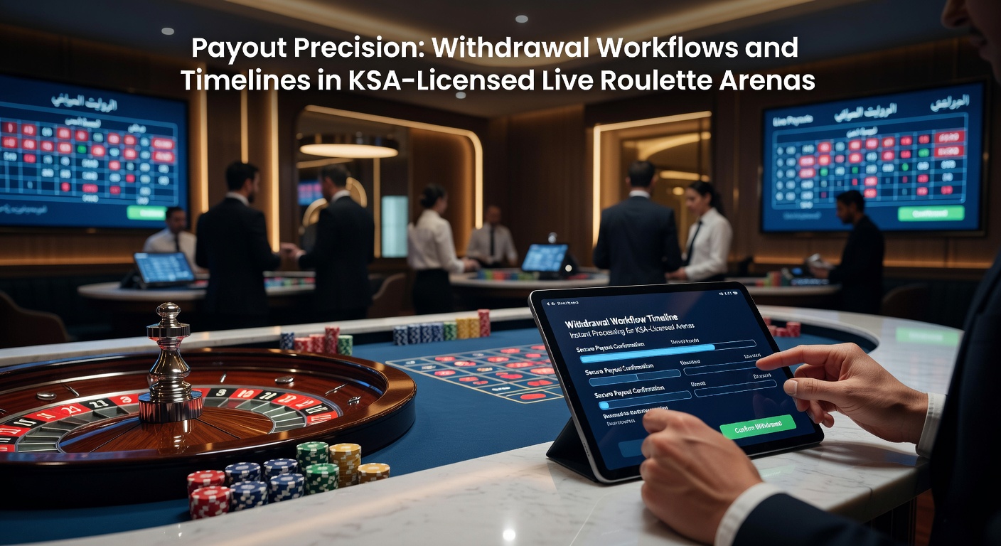 Grafiek met uitbetalingsworkflow in live roulette op KSA-platforms, tonen stappen van verzoek tot kreditering
