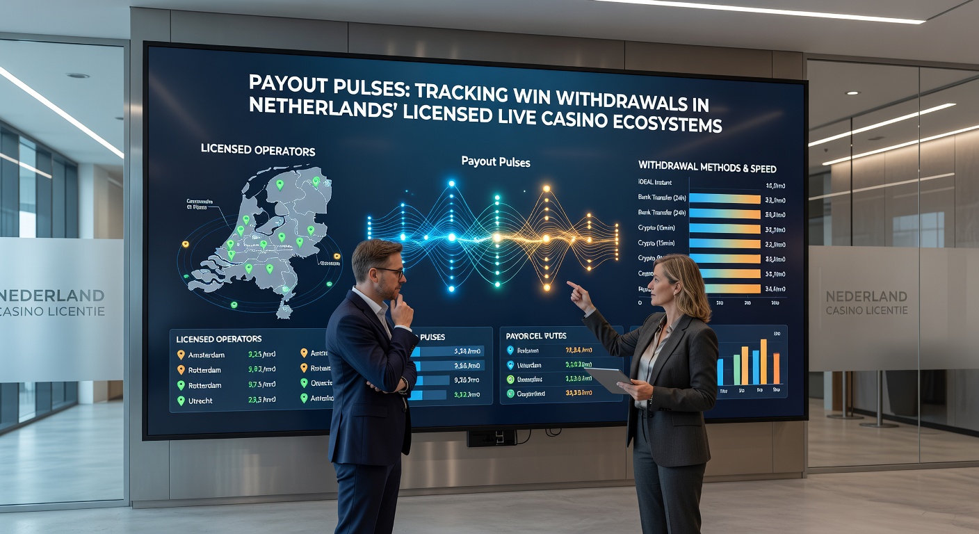 Live casino speler aan een digitale tafel met uitbetalingsgrafiek op een tweede scherm, symboliserend pulse monitoring in Nederlandse licenties